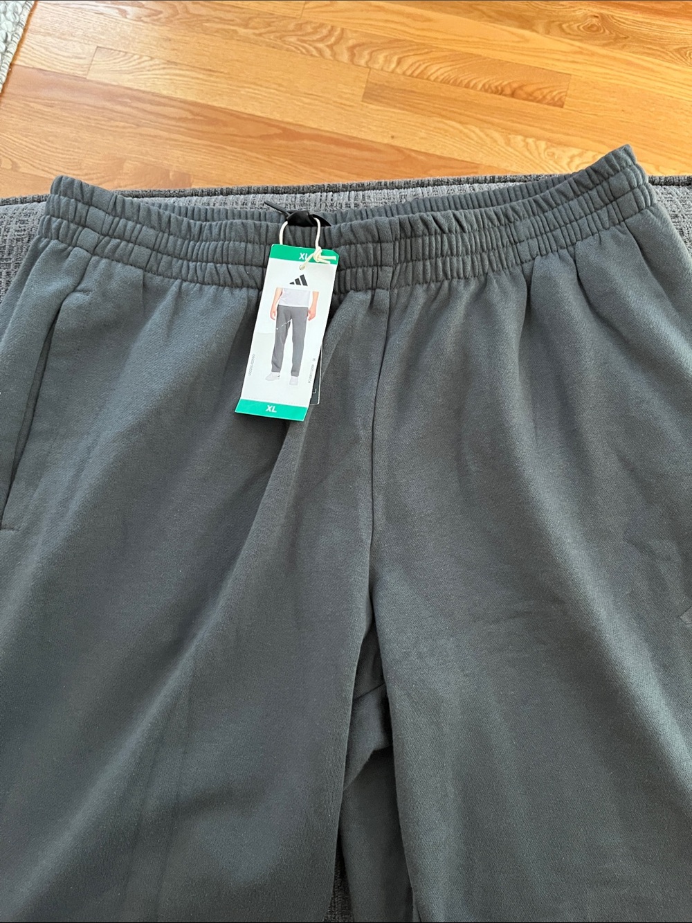 adidas Men's Dark Gray Elastic-Waist Joggers